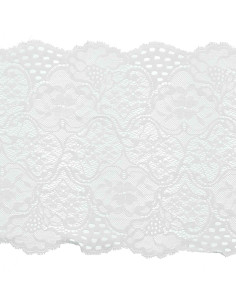 Dentelle élastique grande largeur - Blanc