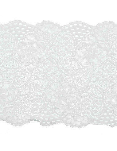 Dentelle élastique grande largeur - Blanc