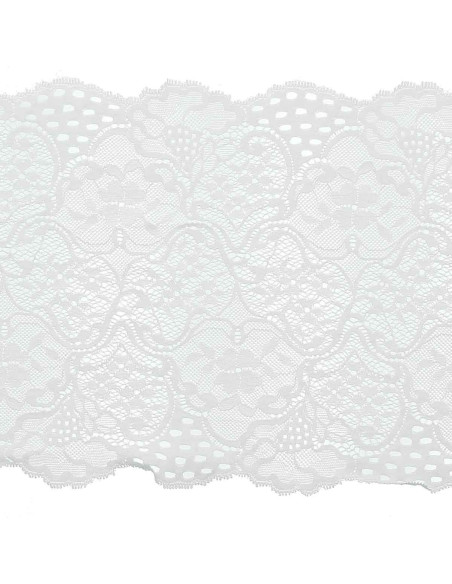 Dentelle élastique grande largeur - Blanc