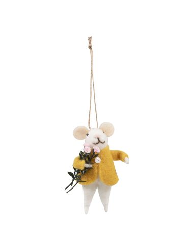 Kit de feutrage à l'aiguille - Souris bouquet de fleurs