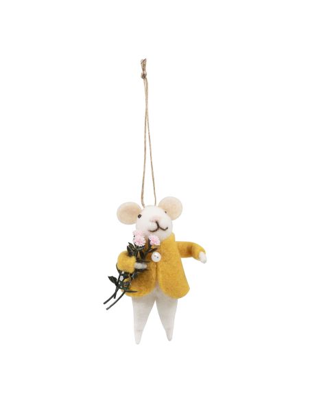 Kit de feutrage à l'aiguille - Souris bouquet de fleurs