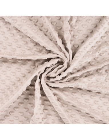 Tissu minky coeur - Sable