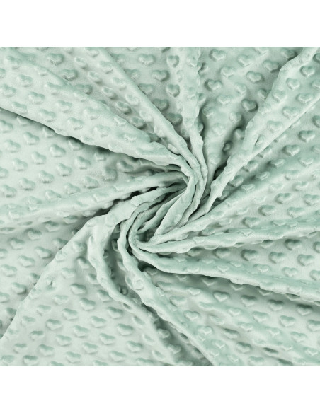 Tissu minky coeur - Menthe foncé