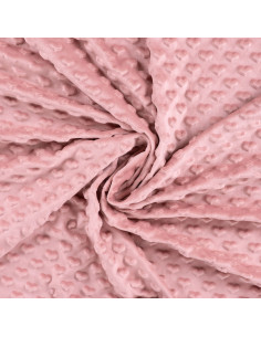 Tissu minky coeur - Vieux rose