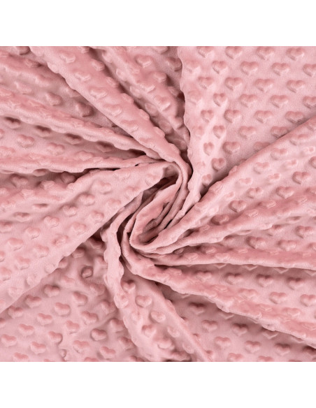 Tissu minky coeur - Vieux rose