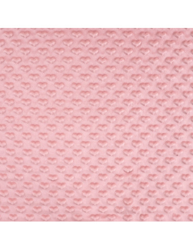 Tissu minky coeur - Vieux rose