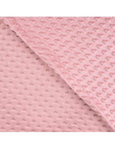 Tissu minky coeur - Vieux rose
