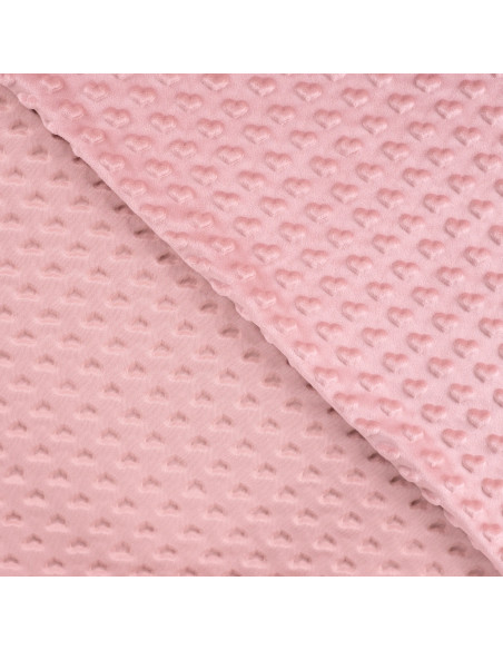 Tissu minky coeur - Vieux rose