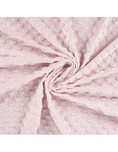 Tissu minky coeur - Rose layette