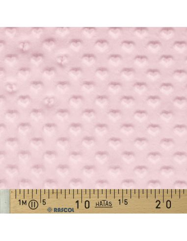 Tissu minky coeur - Rose layette