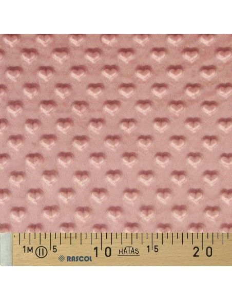 Tissu minky coeur - Vieux rose