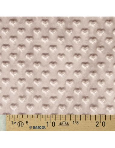 Tissu minky coeur - Sable
