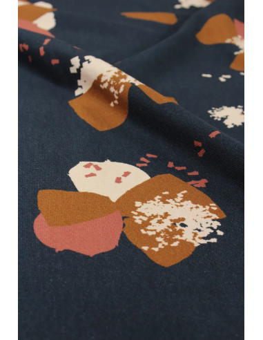 Tissu sweat Anémona Bleu encre - Églantine & Zoé
