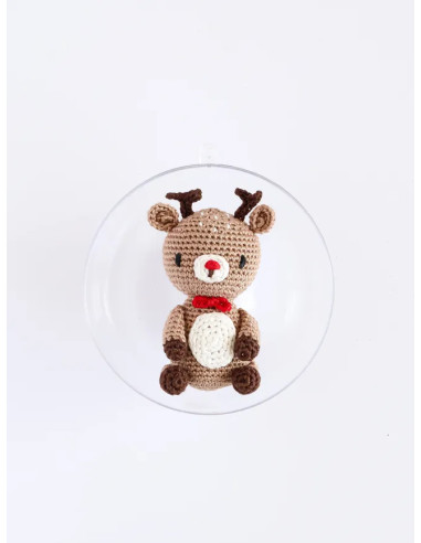 Coffret boule de Noël amigurumi au crochet - Le renne