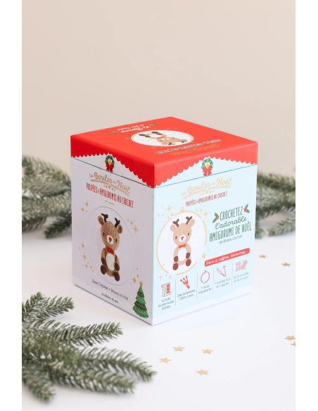 Coffret boule de Noël amigurumi au crochet - Le renne