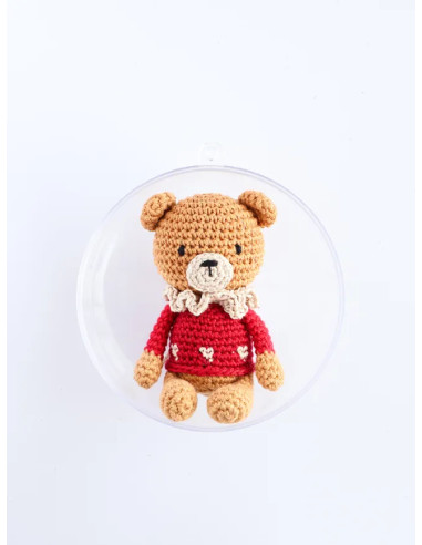 Coffret boule de Noël amigurumi au crochet - L'ourson