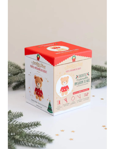 Coffret boule de Noël amigurumi au crochet - L'ourson