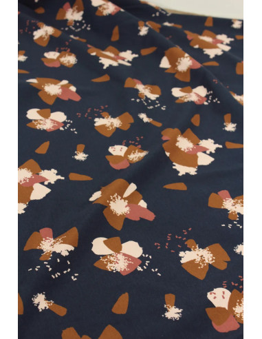 Tissu jersey de coton Anémona Bleu encre - Églantine & Zoé