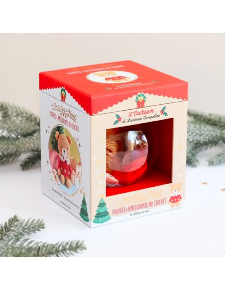 Coffret boule de Noël amigurumi au crochet - L'ourson