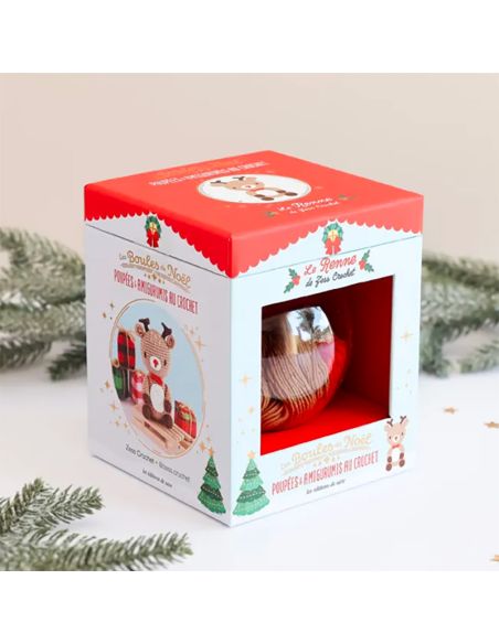 Coffret boule de Noël amigurumi au crochet - Le renne