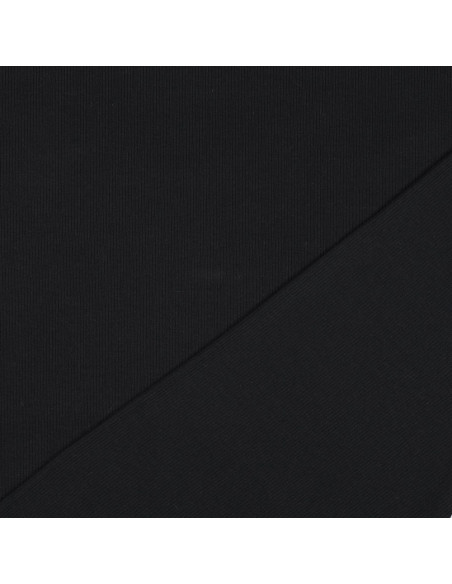 Tissu jersey coton maille fine côtelé - Noir