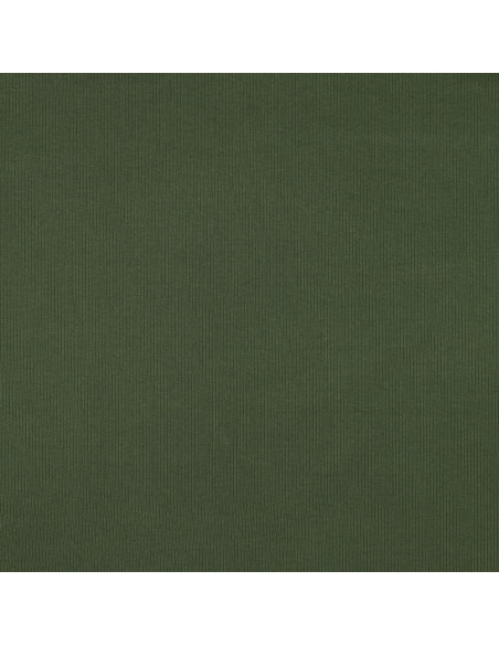 Tissu jersey coton maille fine côtelé - Vert foncé