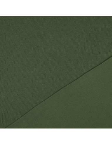 Tissu jersey coton maille fine côtelé - Vert foncé