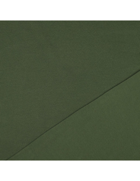Tissu jersey coton maille fine côtelé - Vert foncé
