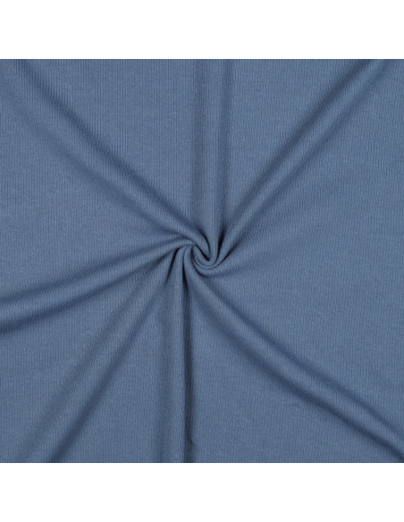 Tissu jersey coton maille fine côtelé - Jeans