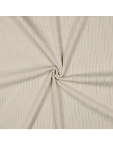 Tissu jersey coton maille fine côtelé - Sable