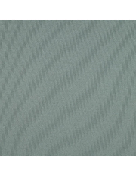 Tissu jersey coton maille fine côtelé - Vert de gris
