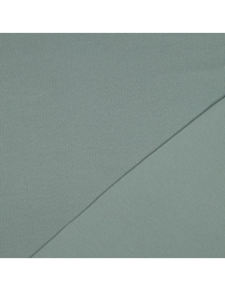 Tissu jersey coton maille fine côtelé - Vert de gris