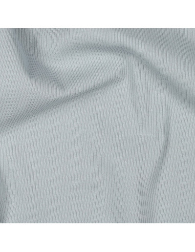 Tissu jersey coton maille fine côtelé - Gris argent