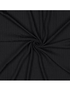 Tissu jersey coton léger côtelé - Noir