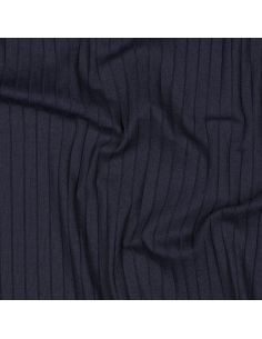 Tissu jersey coton léger côtelé - Bleu marine 2