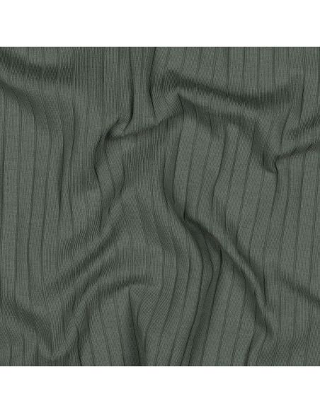 Tissu jersey coton léger côtelé - Vert foncé