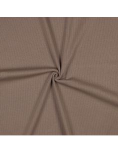 Tissu jersey coton maille fine côtelé - Taupe