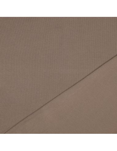Tissu jersey coton maille fine côtelé - Taupe