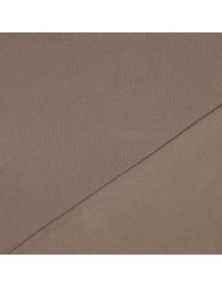 Tissu jersey coton maille fine côtelé - Taupe