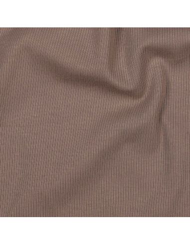 Tissu jersey coton maille fine côtelé - Taupe