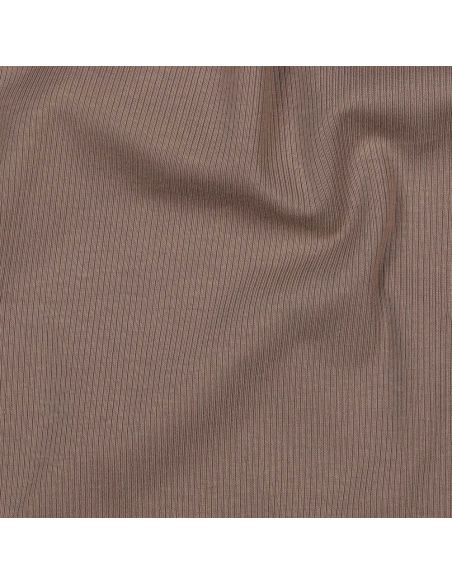 Tissu jersey coton maille fine côtelé - Taupe