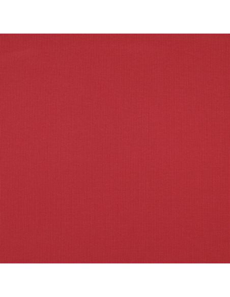Tissu jersey coton maille fine côtelé - Rouge foncé