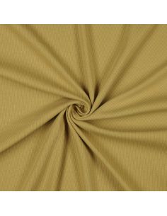 Tissu jersey coton maille fine côtelé - Ocre