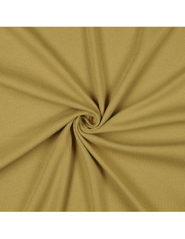 Tissu jersey coton maille fine côtelé - Ocre