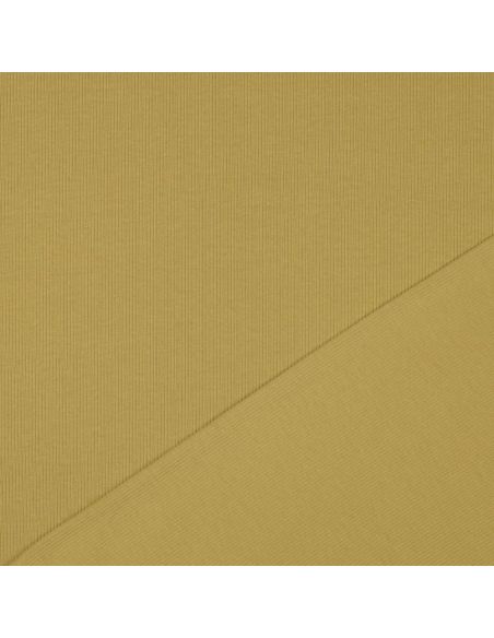 Tissu jersey coton maille fine côtelé - Ocre