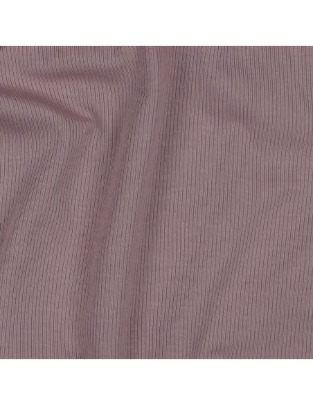 Tissu jersey coton maille fine côtelé - Mauve