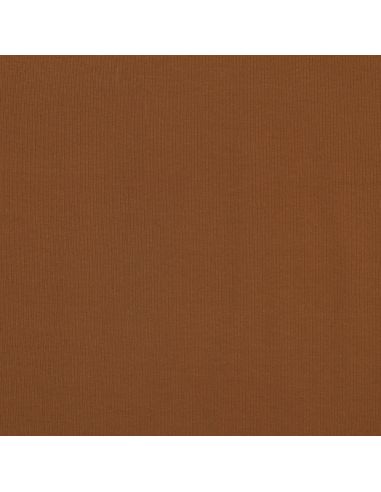 Tissu jersey coton maille fine côtelé - Cognac