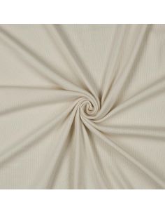 Tissu jersey coton maille fine côtelé - Naturel