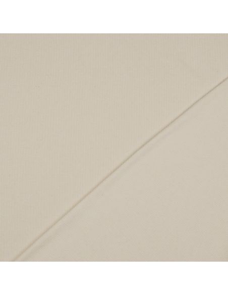 Tissu jersey coton maille fine côtelé - Naturel