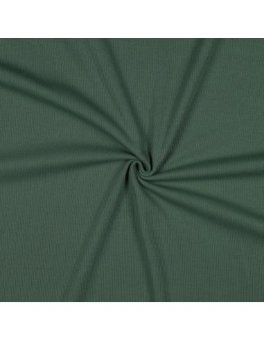 Tissu jersey coton maille fine côtelé - Vert